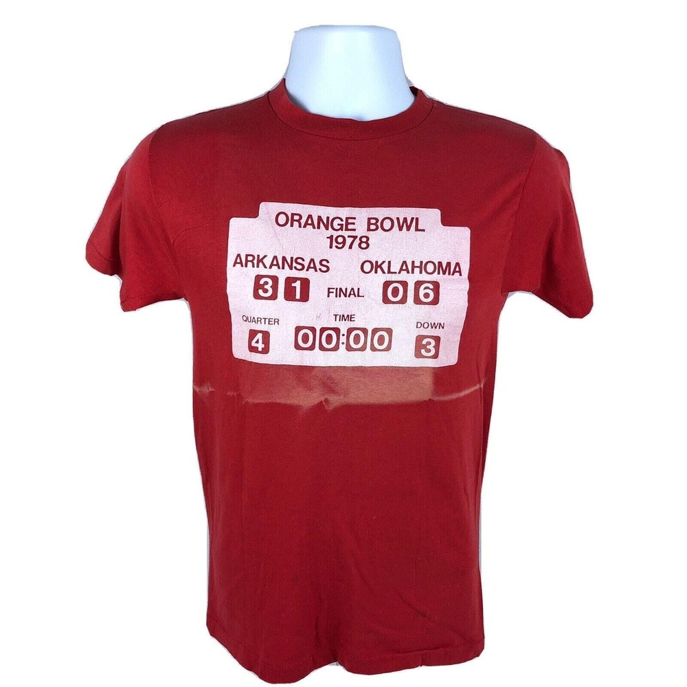 Arkansas Razorbacks Oklahoma 1978 Orange Bowl Single Stitch T-Shirt‎ Size Small